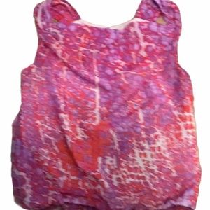 Jennifer Lopez S Small Red Purple White Sleeveless Drape Front Blouson Top Shirt